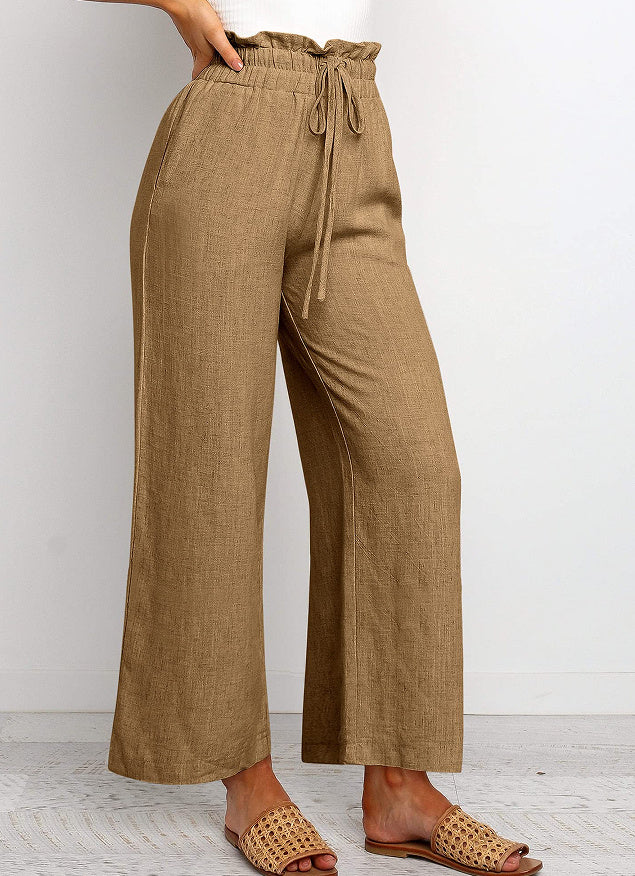 Elastic Waistband Lace-up Pants