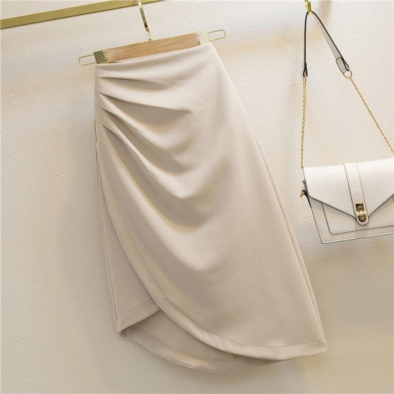 Pleated High Waist Slimming Sheath Skirt