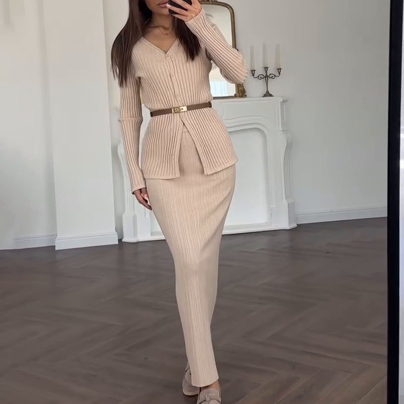 Knitted Temperament High Waist Sheath Long Skirt