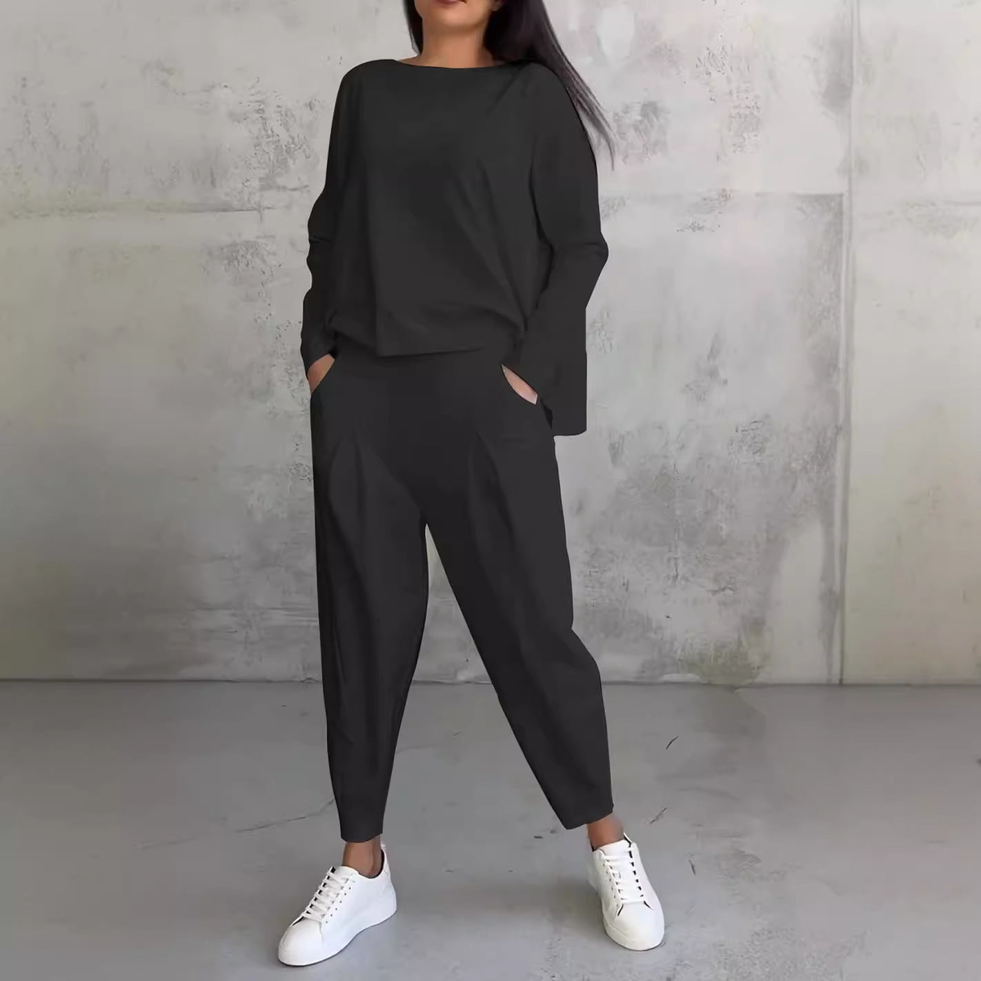 Long-sleeved Sweater Harem Pants Suit