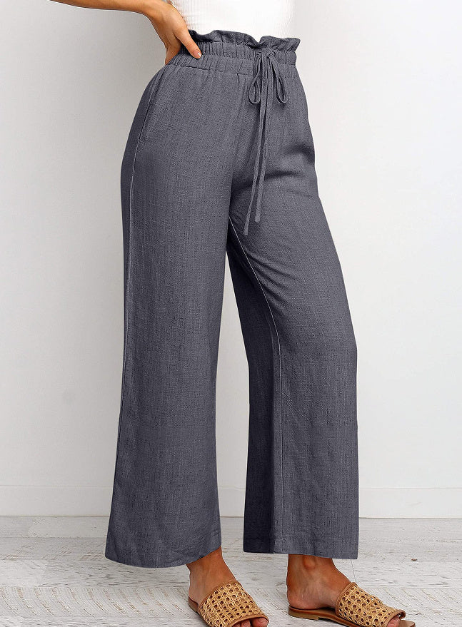 Elastic Waistband Lace-up Pants