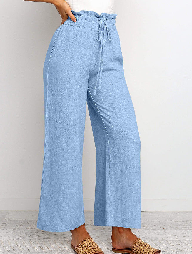 Elastic Waistband Lace-up Pants