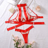 Stitching Mesh Cross Underwear Sheer Cutout Two-piece Set