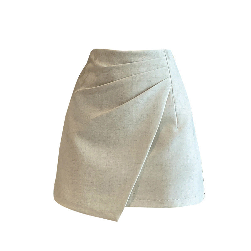 Pleated High Waist A-Line Hip-wrapped Skirt