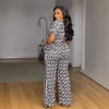 V-neck Pleating Wide Leg Pants Two-piece Set