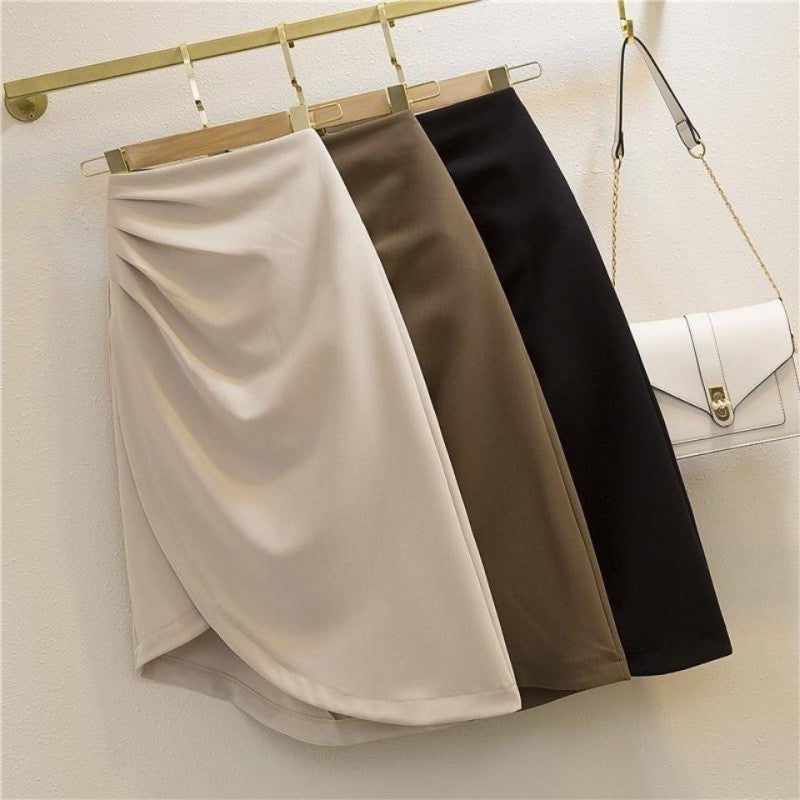 Pleated High Waist Slimming Sheath Skirt