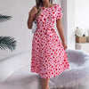 Casual Love Heart Short Sleeve Waist-controlled Pleated Dress