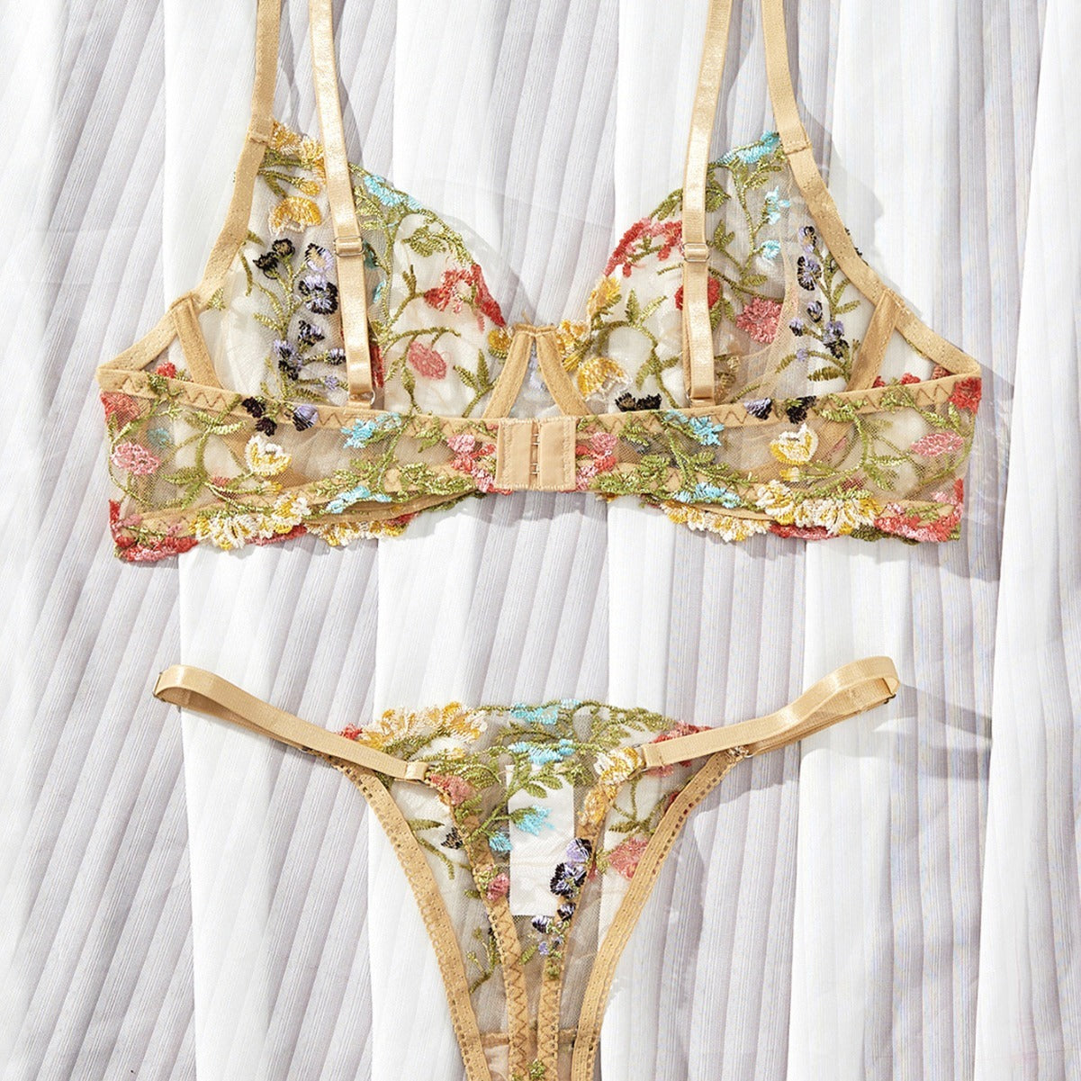 Embroidered Floral Sling Underwear Set