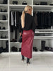 High Waist Split Leather Skirt