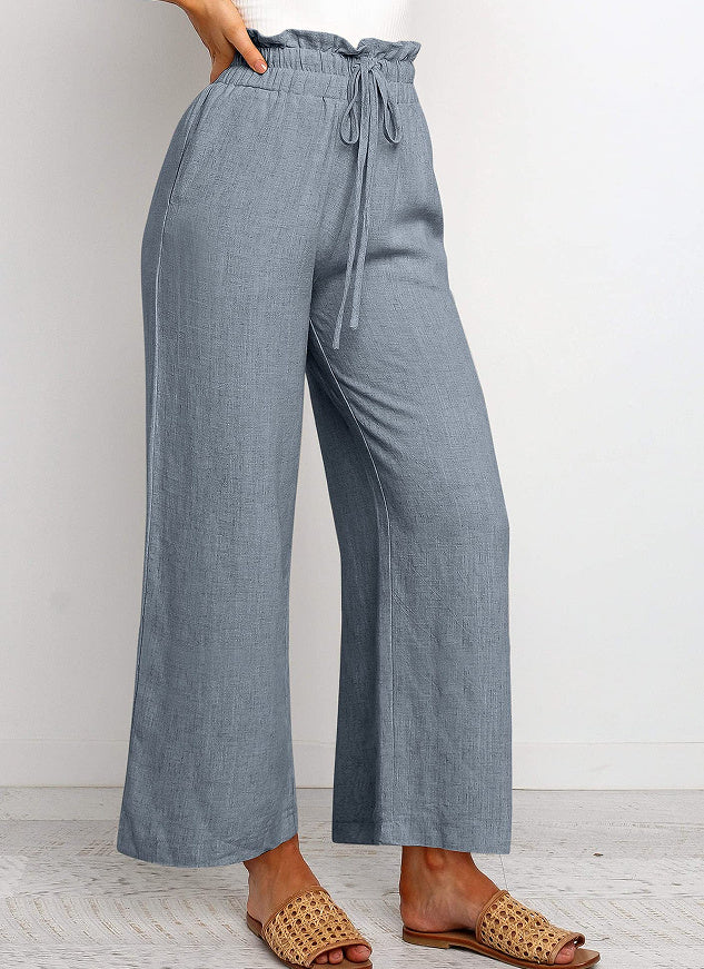 Elastic Waistband Lace-up Pants