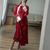 Women's Elegant Waist Trimming Printing Satin Dress