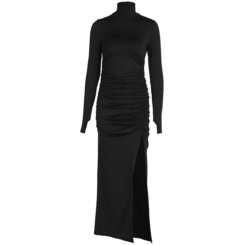 Women's Slim Fit Slit Pleated Dress