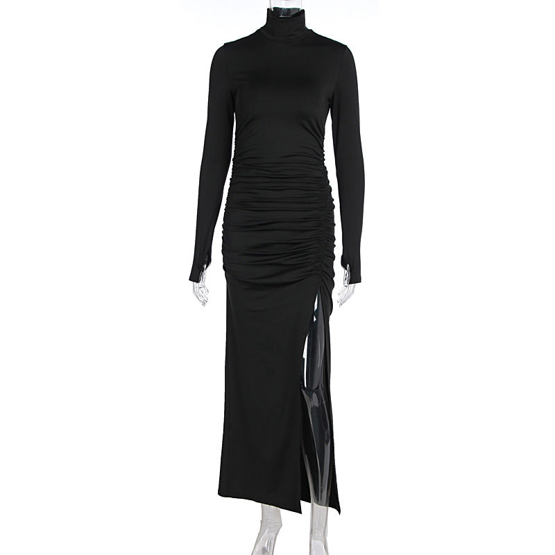 Women's Slim Fit Slit Pleated Dress