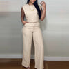 O-neck Short Top Straight-leg Pants Casual Suit