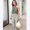 Zebra Print Wide Leg Pants Two-piece Suit