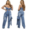 Sexy Camisole Tube Top Denim Trousers Suit