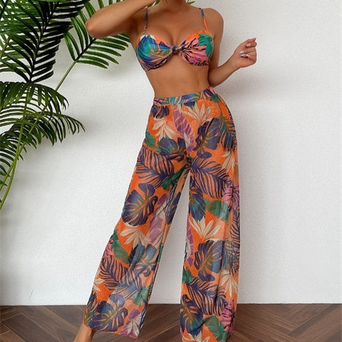 Buckle Tube Top Split Swimsuit Suit