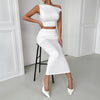 Pleated Sleeveless Sheath Suit