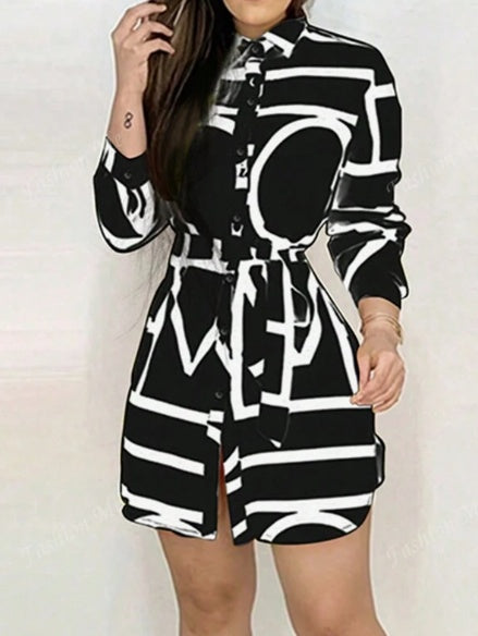 Long Sleeve Print Dress