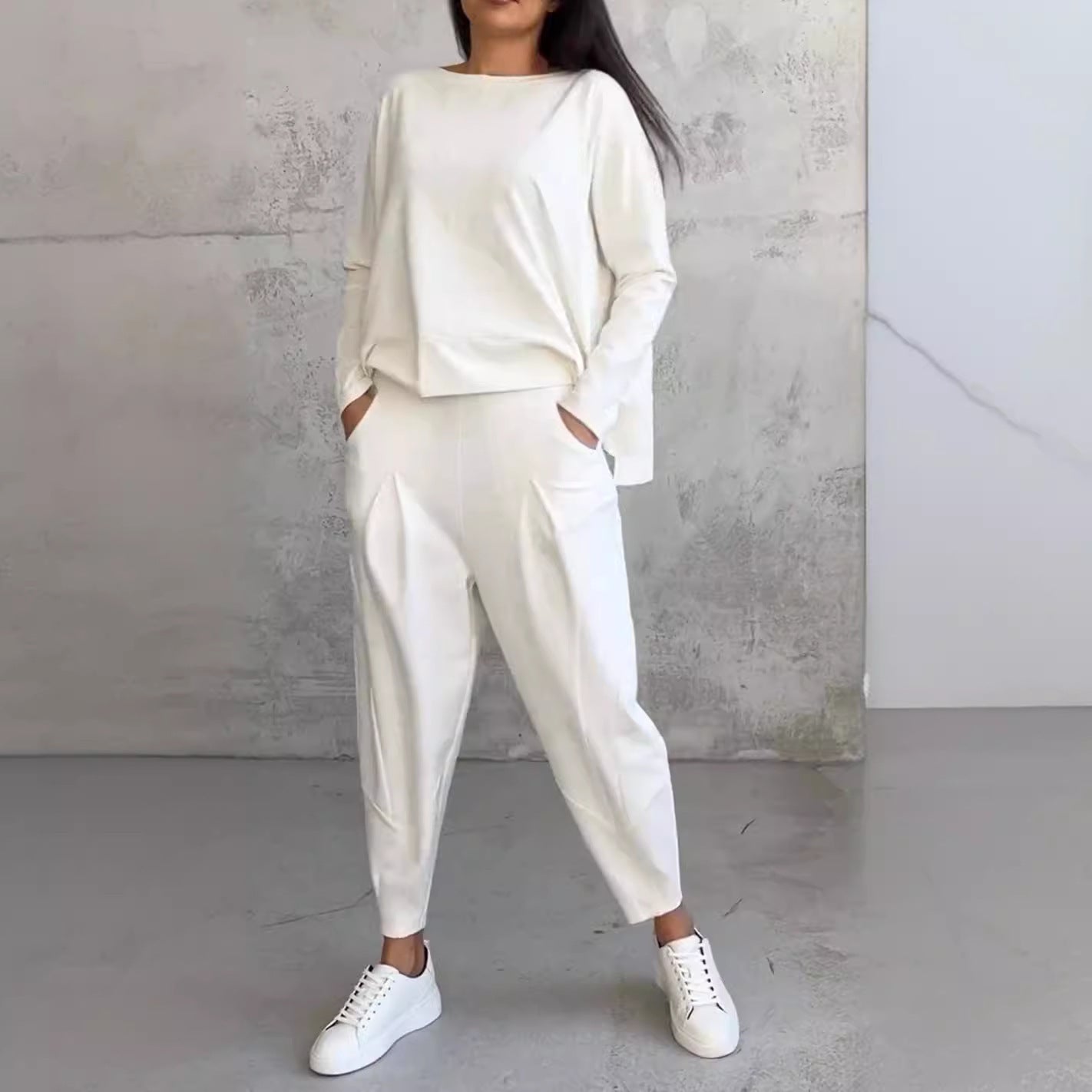 Long-sleeved Sweater Harem Pants Suit