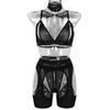 See-through Hollow-out Beauty Back Low-cut Four-piece Set