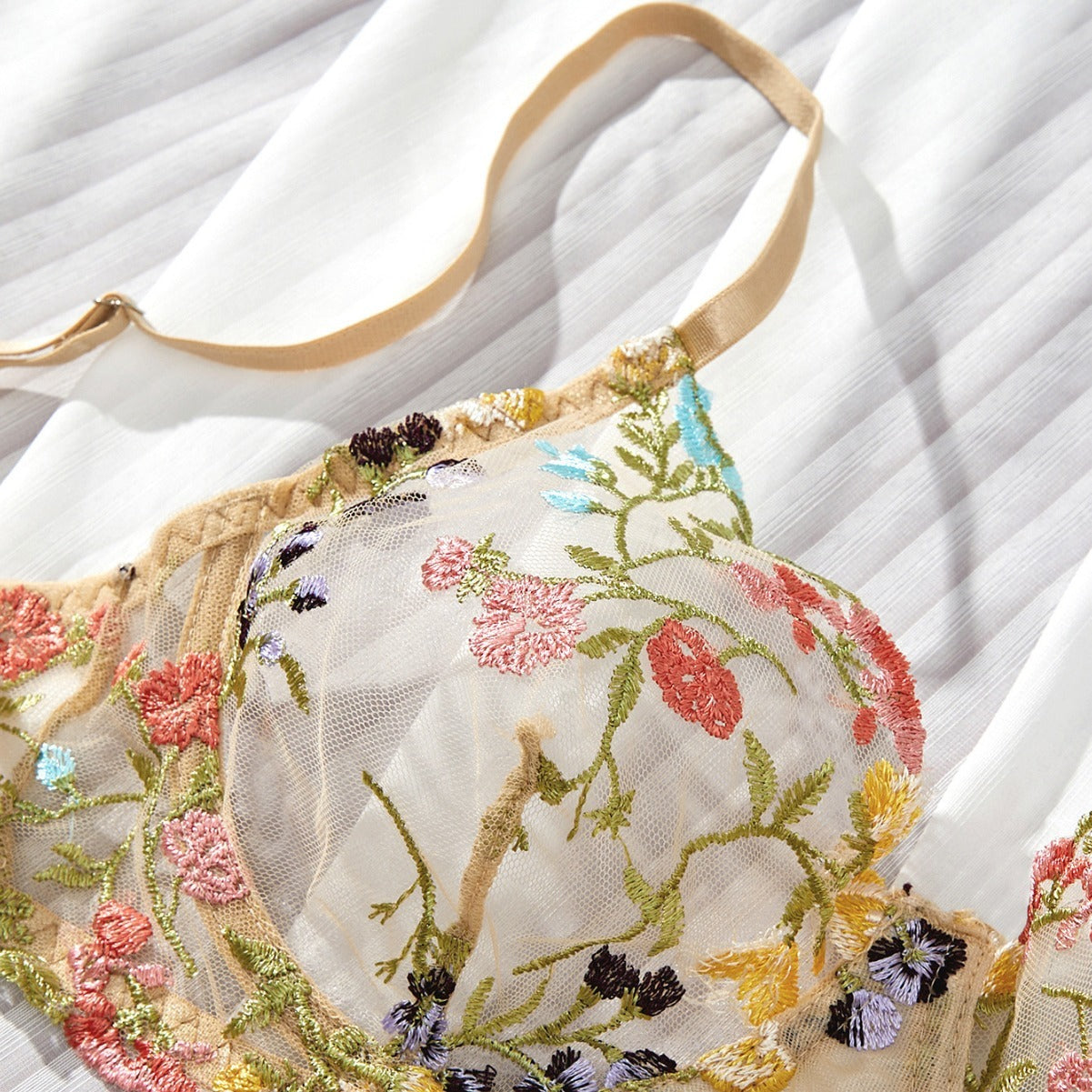 Embroidered Floral Sling Underwear Set