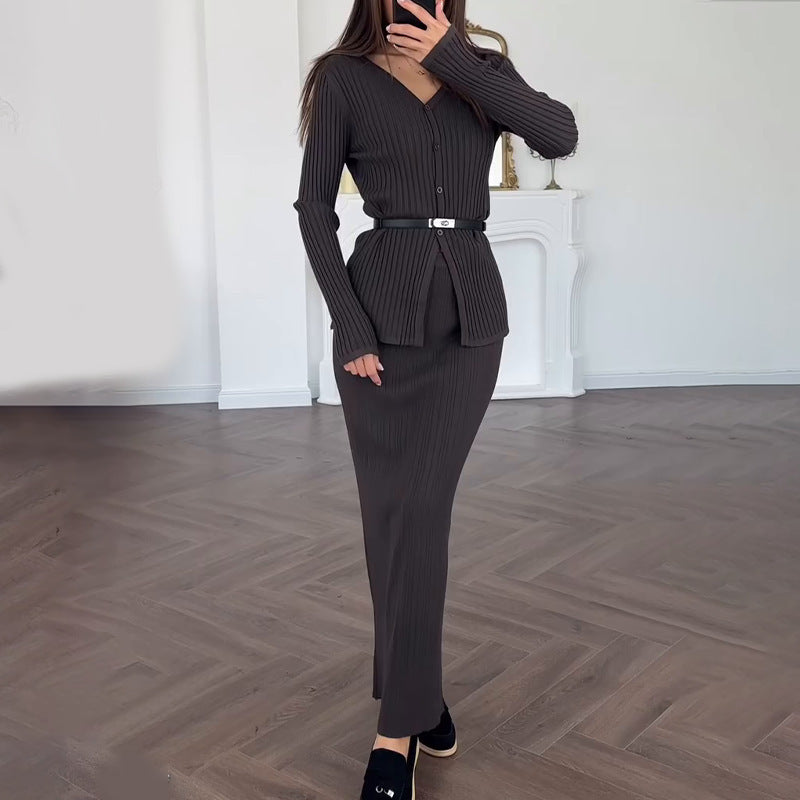 Knitted Temperament High Waist Sheath Long Skirt