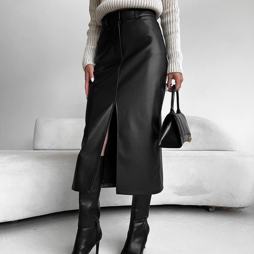 Vintage Fleece-lined Leather Skirt