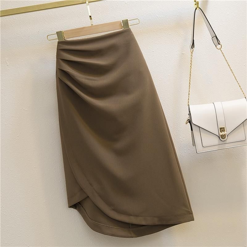 Pleated High Waist Slimming Sheath Skirt