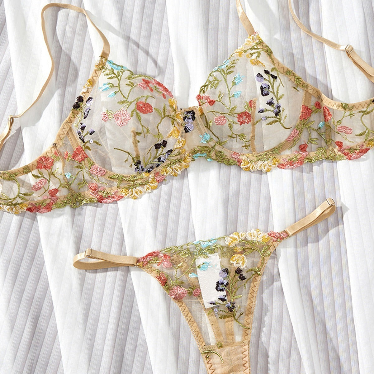 Embroidered Floral Sling Underwear Set