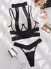 Stitching Mesh Cross Underwear Sheer Cutout Two-piece Set